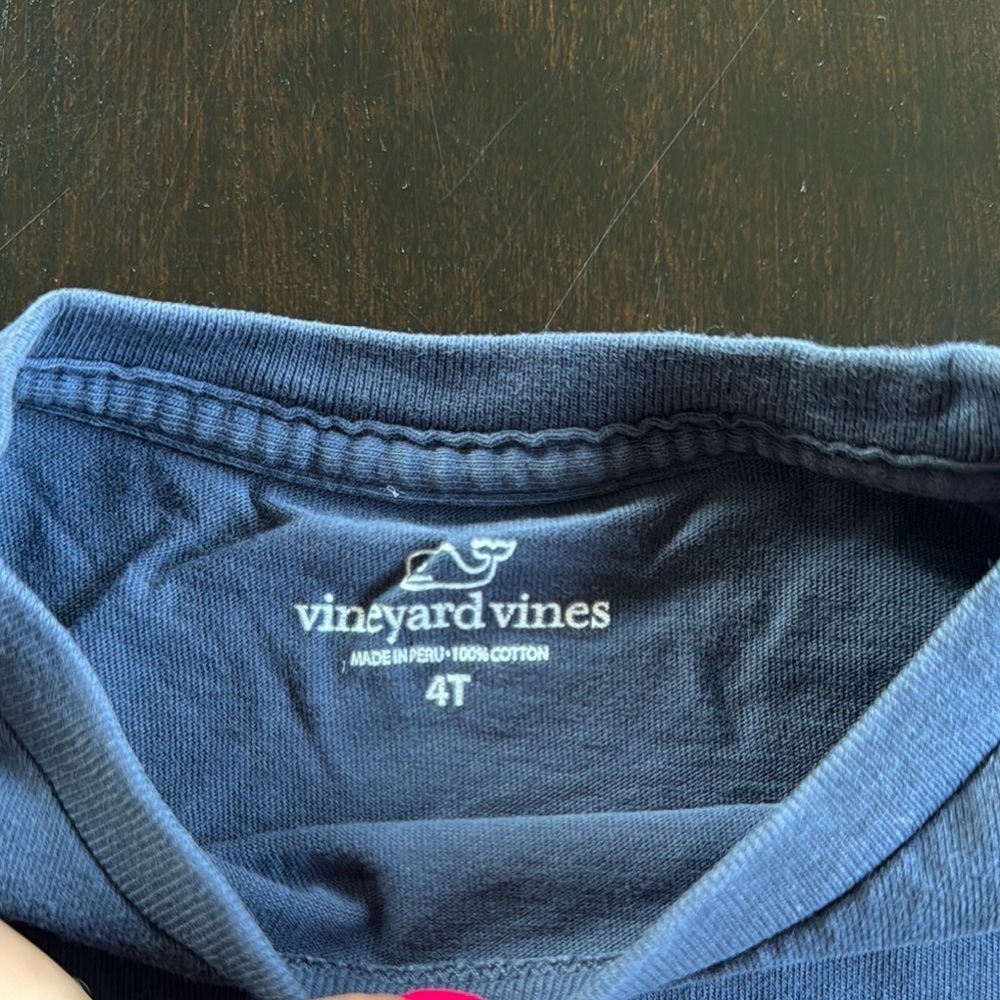 Vineyard Vines Blue Long Sleeve Tee with Sleeve Text - Picture 2 of 3
